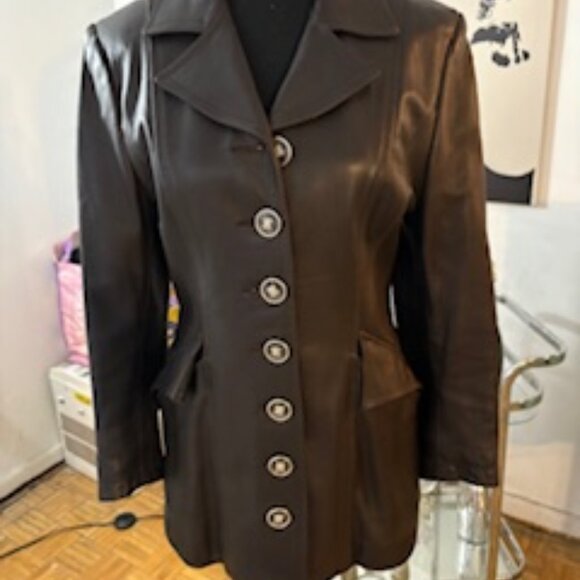 Brown leather blazer - Picture 1 of 5